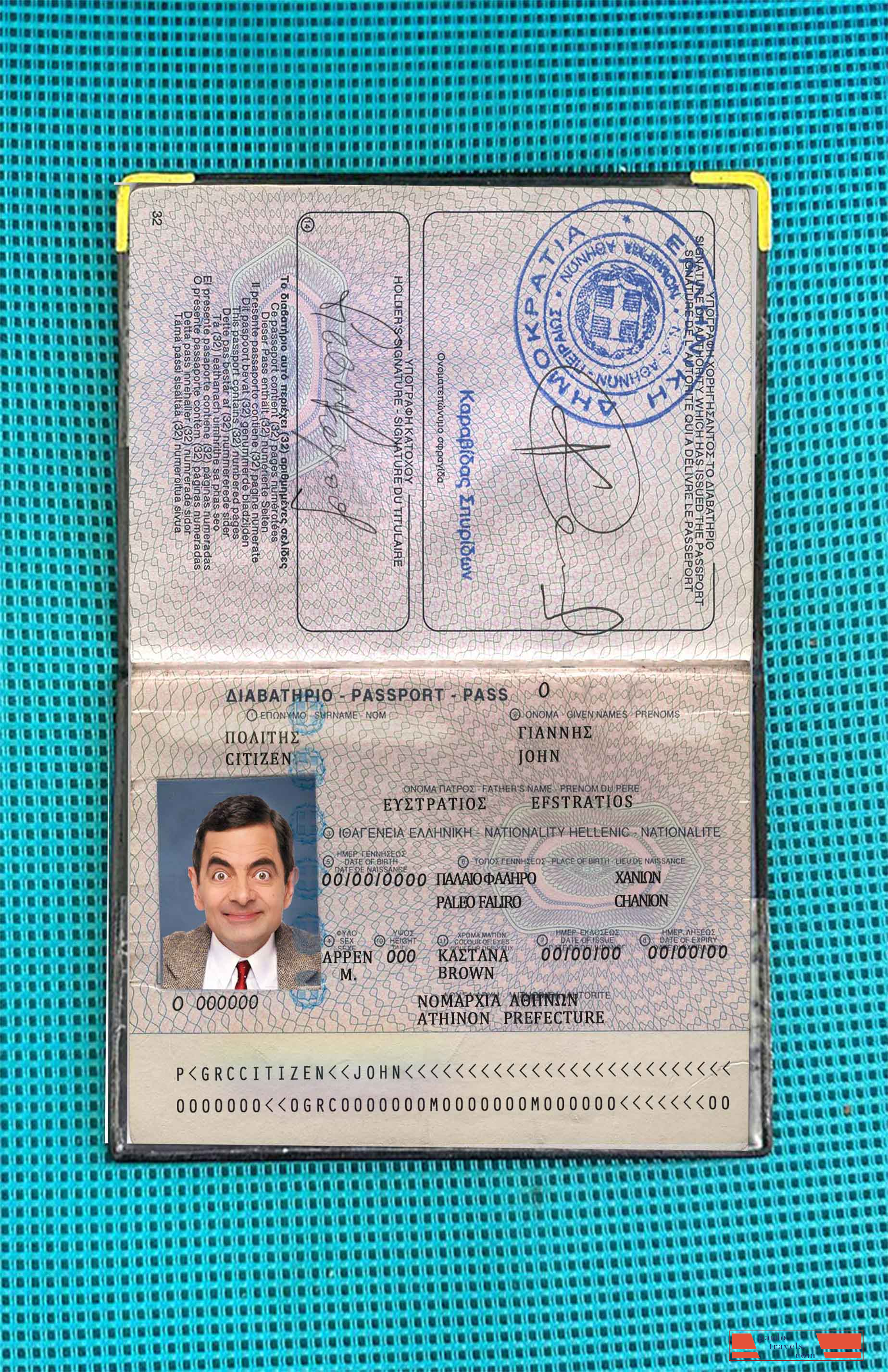 Greece passport version 3 photo look PSD template